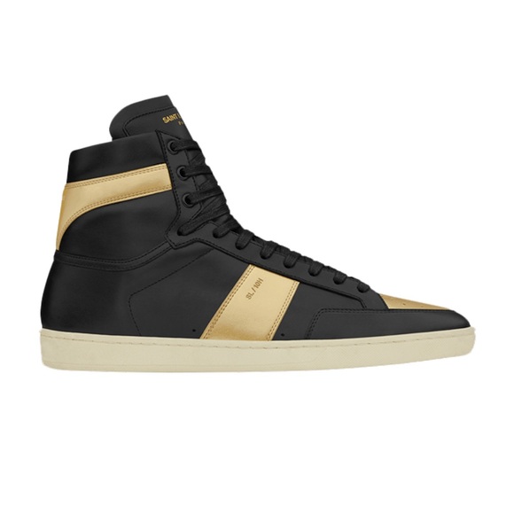 Saint Laurent Signature Court Classic SL/10H High Top Sneaker 'BlackGold' US 13 - Picture 1 of 15